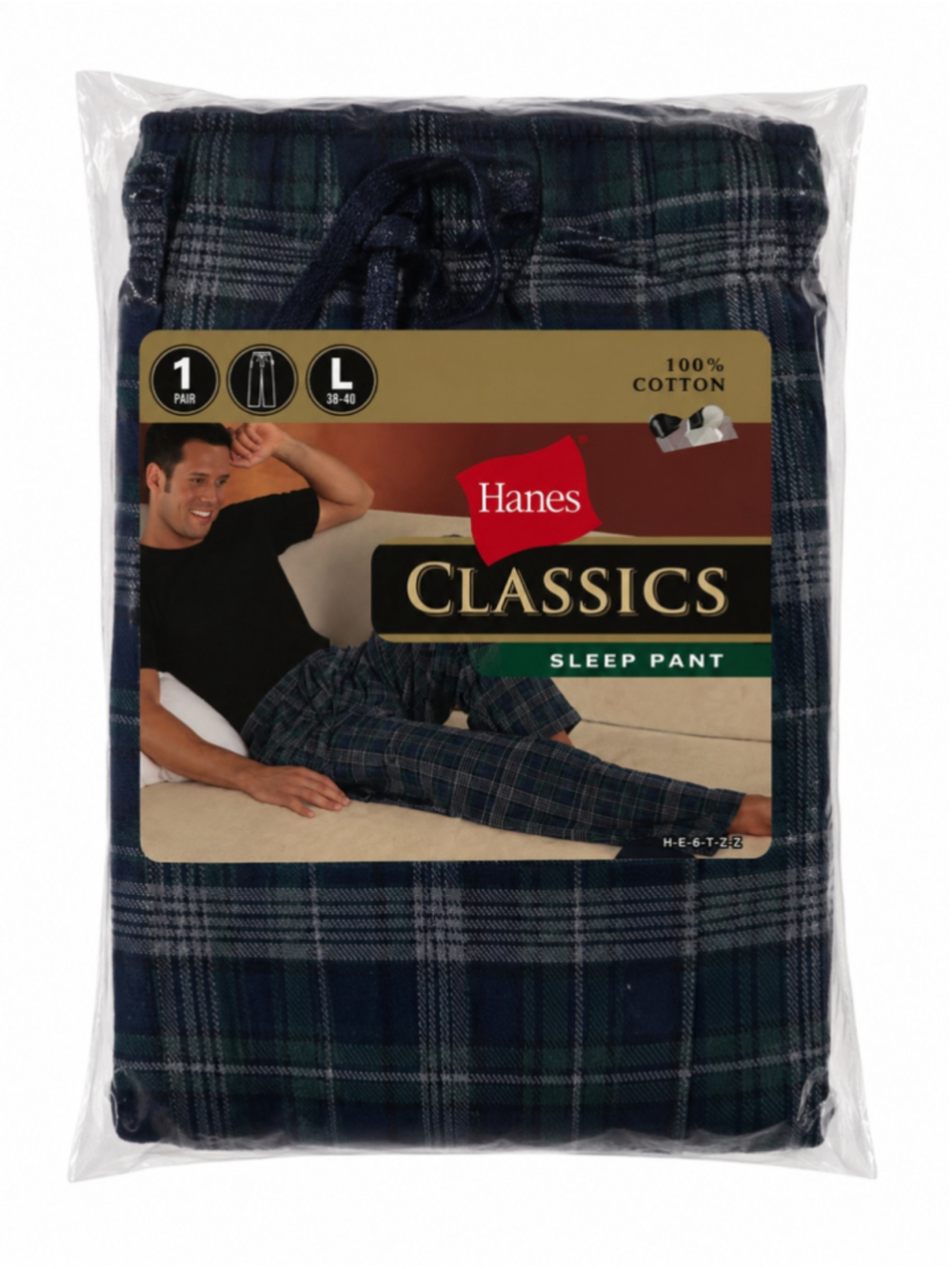 Hanes Classics Men’s Sleep Pants Large L 38-40 Plaid 100% Cotton NEW SEALED